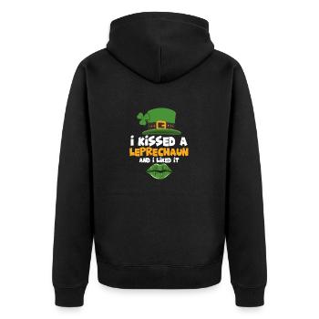 I Kissed A Leprechaun And I Liked It - Unisex Premium Bio Zip Hoodie - Schwarz - Hinten - Nico (187cm)