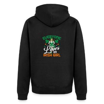 Everyone Loves An Irish Girl - Unisex Premium Bio Zip Hoodie - Schwarz - Hinten - Nico (187cm)