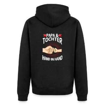 Papa Tochter Vater Familie Geschenk - Unisex Premium Bio Zip Hoodie - Schwarz - Hinten - Nico (187cm)