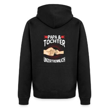 Papa Tochter Vater Familie Geschenk - Unisex Premium Bio Zip Hoodie - Schwarz - Hinten - Nico (187cm)