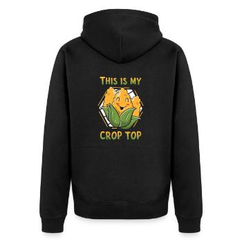 This Is My Crop Top Corn Farmer Crop Duster - Unisex Premium Organic Zip Hoodie - black - Back - Nico (187cm)
