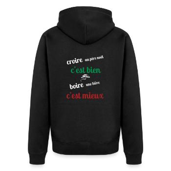 Männer, Frauen, Humorvoll, Humorvolles T-Shirt-Geschenk - Unisex Premium Bio Zip Hoodie - Schwarz - Hinten - Nico (187cm)