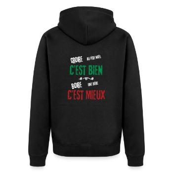 Männer, Frauen, Humorvoll, Humorvolles T-Shirt-Geschenk - Unisex Premium Bio Zip Hoodie - Schwarz - Hinten - Nico (187cm)