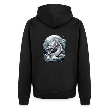 Mondlicht Mythos Drache - Unisex Premium Bio Zip Hoodie - Schwarz - Hinten - Nico (187cm)