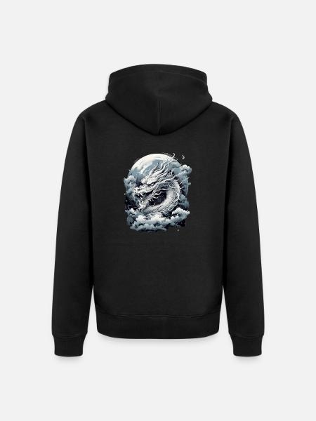 Moonlight Myth Dragon - Unisex Premium Organic Zip Hoodie - black
