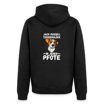 Hund Jacke Russell - Unisex Premium Bio Zip Hoodie - Schwarz - Hinten - Nico (187cm)