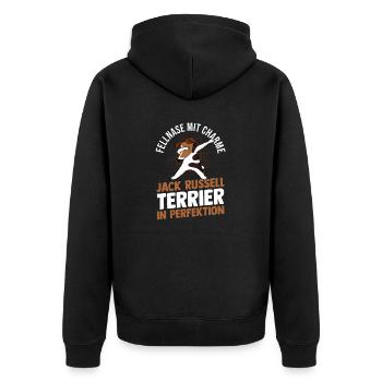 Hund Jacke Russell - Unisex Premium Bio Zip Hoodie - Schwarz - Hinten - Nico (187cm)