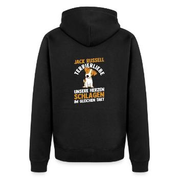Hund Jacke Russell - Unisex Premium Bio Zip Hoodie - Schwarz - Hinten - Nico (187cm)