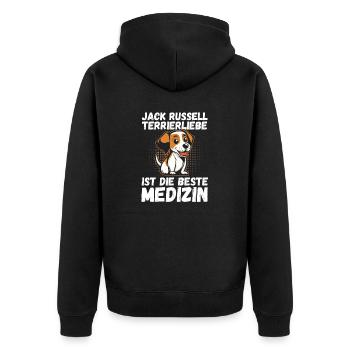 Hund Jacke Russell - Unisex Premium Bio Zip Hoodie - Schwarz - Hinten - Nico (187cm)