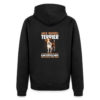 Hund Jacke Russell - Unisex Premium Bio Zip Hoodie - Schwarz - Hinten - Nico (187cm)