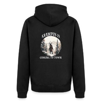 Krampus T | Krampus Costume | Scary Santa Claus - Unisex Premium Organic Zip Hoodie - black - Back - Nico (187cm)