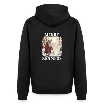 Krampus T Gruseliger Weihnachtsmann Kramperl - Unisex Premium Bio Zip Hoodie - Schwarz - Hinten - Nico (187cm)
