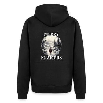 Merry Krampus Kramperl | Krampus Kostüm - Unisex Premium Bio Zip Hoodie - Schwarz - Hinten - Nico (187cm)