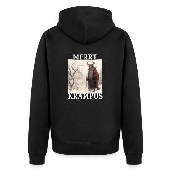 Krampus T Bayerischer Weihnachtsmann Kramperl - Unisex Premium Bio Zip Hoodie - Schwarz - Hinten - Nico (187cm)