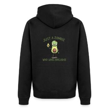 Nur ein Zombie, der Avocados liebt - Unisex Premium Bio Zip Hoodie - Schwarz - Hinten - Nico (187cm)