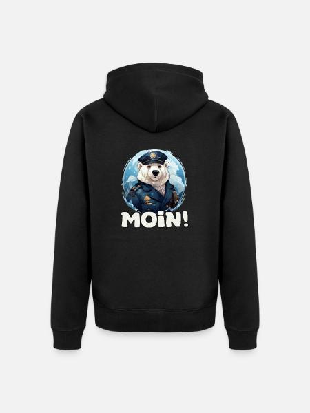 Divertente lupo di mare Capitano dell'orso polare con il dire Moin - Felpa con cappuccio ecologica premium unisex - nero
