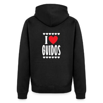 prénom t-shirt j’aime Guido t-shirt idée cadeau - Veste à capuche bio Premium Unisexe - noir - Dos - Nico (187cm)