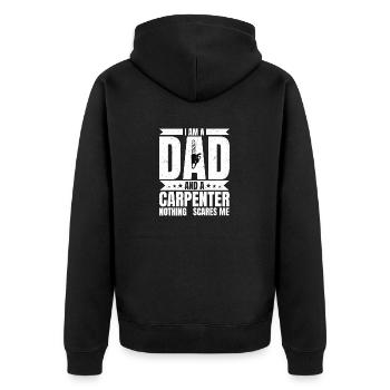 Papa charpentier intrépide - Maître des outils et du cœur - Veste à capuche bio Premium Unisexe - noir - Dos - Nico (187cm)