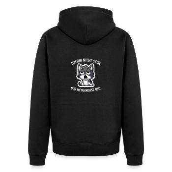 Nicht Stur, Nur Meinungsstabil Katze - Unisex Premium Bio Zip Hoodie - Schwarz - Hinten - Nico (187cm)