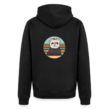 Frettchen Besitzer Frettchen - Unisex Premium Bio Zip Hoodie - Schwarz - Hinten - Nico (187cm)