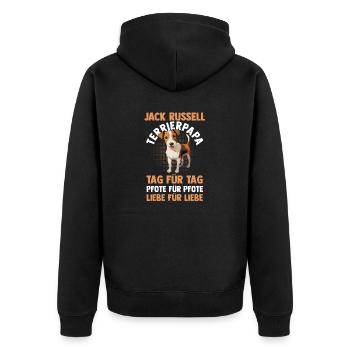 Hund Jacke Russell - Unisex Premium Bio Zip Hoodie - Schwarz - Hinten - Nico (187cm)