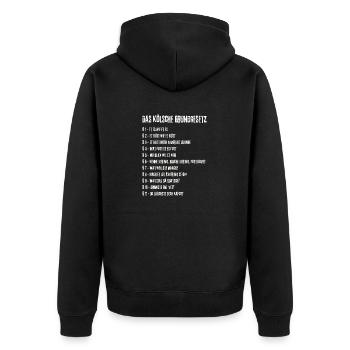 Et Kölsche Jrundjesetz Kölner Kölsche - Unisex Premium Bio Zip Hoodie - Schwarz - Hinten - Nico (187cm)