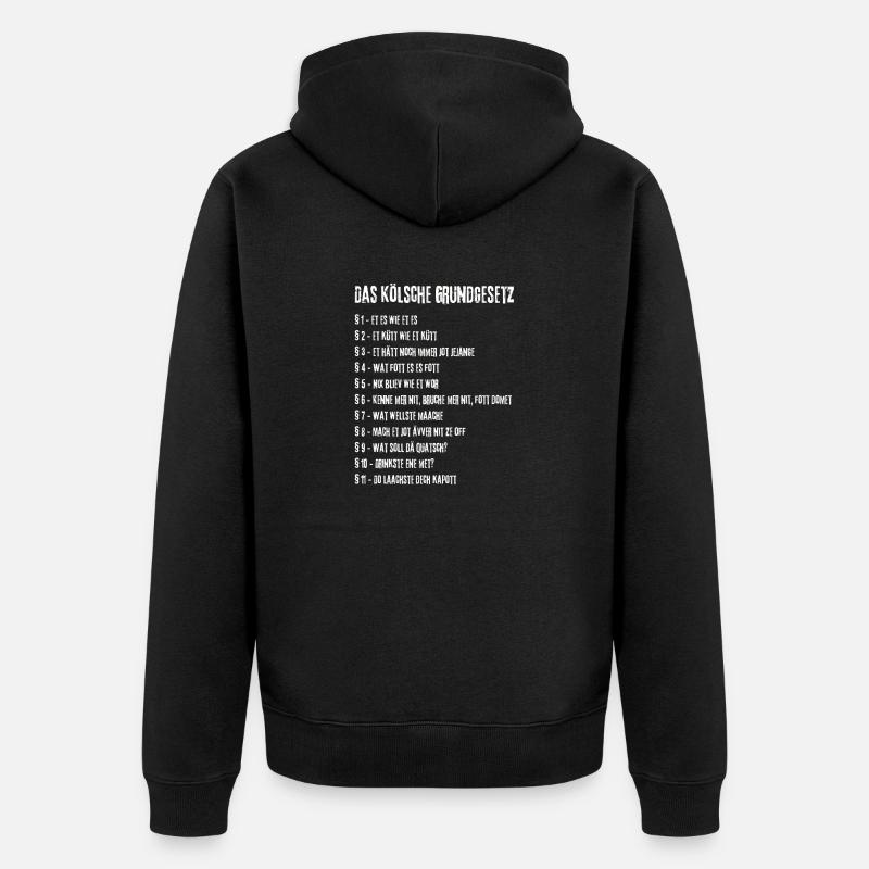 Et Kölsche Jrundjesetz Kölner Kölsche - Unisex Premium Bio Zip Hoodie - Schwarz