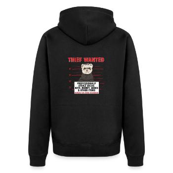 Frettchen Besitzer Frettchen - Unisex Premium Bio Zip Hoodie - Schwarz - Hinten - Nico (187cm)