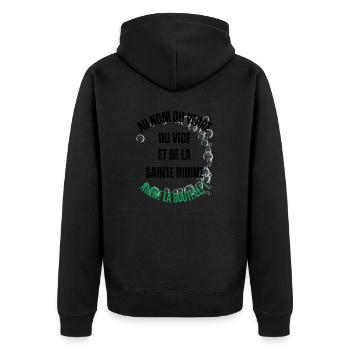 Männer, Frauen, Humorvoll, Humorvolles T-Shirt-Geschenk - Unisex Premium Bio Zip Hoodie - Schwarz - Hinten - Nico (187cm)