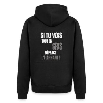 cadeau homme, femme, humour, t-shirt humoristique - Veste à capuche bio Premium Unisexe - noir - Dos - Nico (187cm)