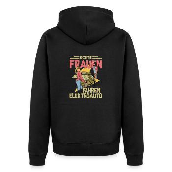 Real Women Driving Electric Car - Unisex Premium Organic Zip Hoodie - black - Back - Nico (187cm)