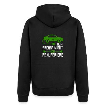 Ich Bremse Nicht Ich Rekuperiere - Unisex Premium Bio Zip Hoodie - Schwarz - Hinten - Nico (187cm)