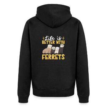 Ferret Owner Ferret - Unisex Premium Organic Zip Hoodie - black - Back - Nico (187cm)