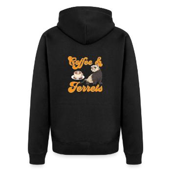 Frettchen Besitzer Frettchen - Unisex Premium Bio Zip Hoodie - Schwarz - Hinten - Nico (187cm)