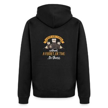 Frettchen Besitzer Frettchen - Unisex Premium Bio Zip Hoodie - Schwarz - Hinten - Nico (187cm)