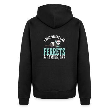 Ferret Owner Ferret - Unisex Premium Organic Zip Hoodie - black - Back - Nico (187cm)