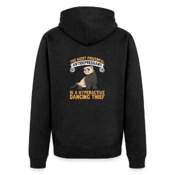 Ferret Owner Ferret - Unisex Premium Organic Zip Hoodie - black - Back - Nico (187cm)