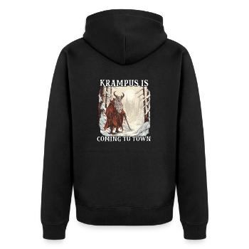 Krampus T | Krampus Kostüm | Grusliger - Unisex Premium Bio Zip Hoodie - Schwarz - Hinten - Nico (187cm)