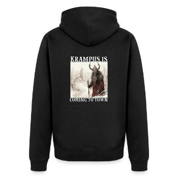 Krampus Maske | Krampus Kostüm Kramperl | - Unisex Premium Bio Zip Hoodie - Schwarz - Hinten - Nico (187cm)