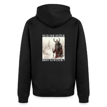 Krampus Maske Krampus Kostüm Kramperl Böser - Unisex Premium Bio Zip Hoodie - Schwarz - Hinten - Nico (187cm)