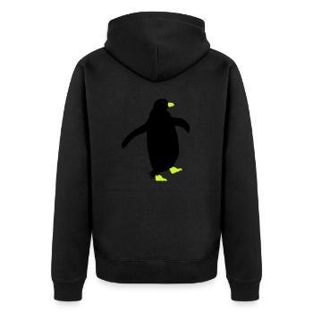 pinguin silhouette - Unisex Premium Bio Zip Hoodie - Schwarz - Hinten - Nico (187cm)