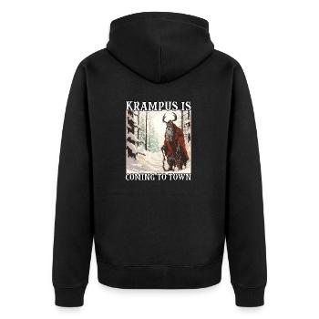 Krampus T Gruseliger Weihnachtsmann Kramperl - Unisex Premium Bio Zip Hoodie - Schwarz - Hinten - Nico (187cm)