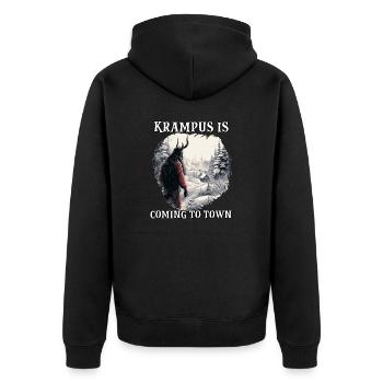 Krampus Maske | Krampus Kostüm | Germanische - Unisex Premium Bio Zip Hoodie - Schwarz - Hinten - Nico (187cm)