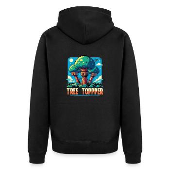 TREE TOPPER - Unisex Premium Organic Zip Hoodie - black - Back - Nico (187cm)