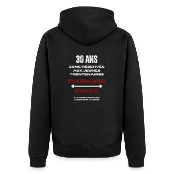 cadeau homme, femme, humour, t-shirt humoristique - Veste à capuche bio Premium Unisexe - noir - Dos - Nico (187cm)