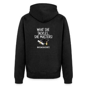 Master Of Social Work Soziale Arbeit Studium - Unisex Premium Bio Zip Hoodie - Schwarz - Hinten - Nico (187cm)