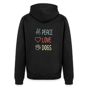 Peace Love Dogs - Hundeliebhaber - Spruch - Unisex Premium Bio Zip Hoodie - Schwarz - Hinten - Nico (187cm)