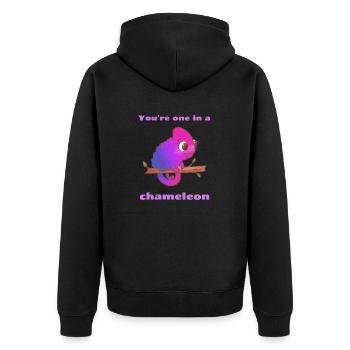You're one in a chameleon, funny cute valentine's - Unisex Premium Organic Zip Hoodie - black - Back - Nico (187cm)