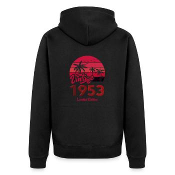 Vintage Year 1953 Limited Edition Red - Unisex Premium Organic Zip Hoodie - black - Back - Nico (187cm)