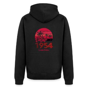 Vintage Year 1954 Limited Edition Red - Unisex Premium Organic Zip Hoodie - black - Back - Nico (187cm)